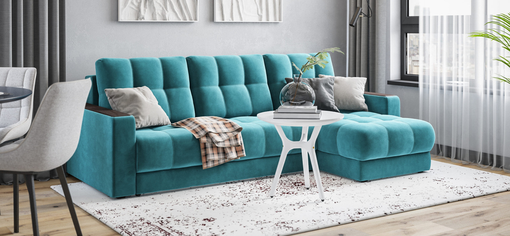 Угловой диван Босс Классик Велюр Монолит зеленый