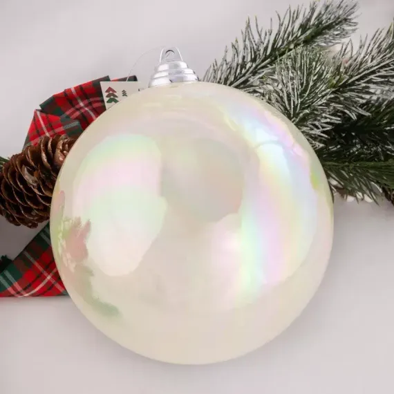 Шар пластиковый глянцевый 140 мм., белый перламутр, ЕлкиТорг (150105)