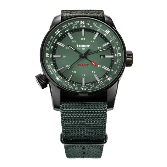 Швейцарские тактические часы Traser P68 Pathfinder Gmt Green 109035
