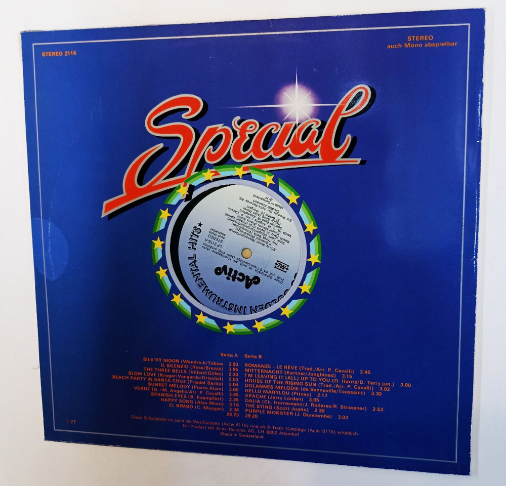 Винтажная виниловая пластинка LP 20 Golden Instrumental Hits (Швейцария 1977)