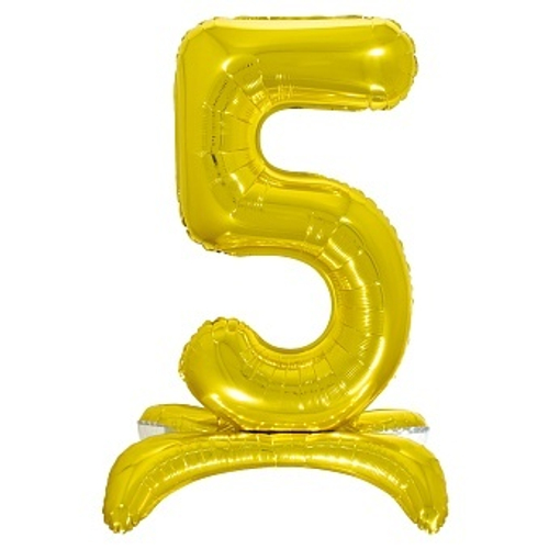 Цифра фольга №5 Золото на подставке Воздух 81см