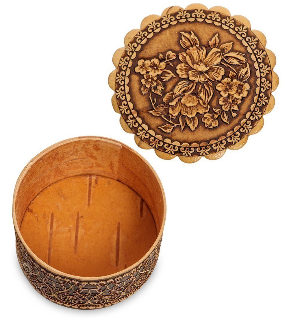 Народные промыслы BST-134/ 1 Шкатулка «Цветы» (береста)