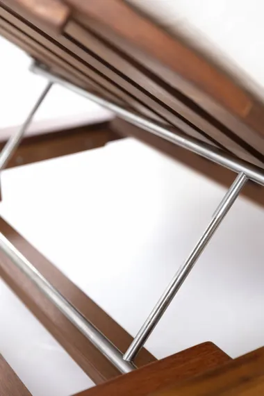 Шезлонг Spain, массив ироко, голубой матрас