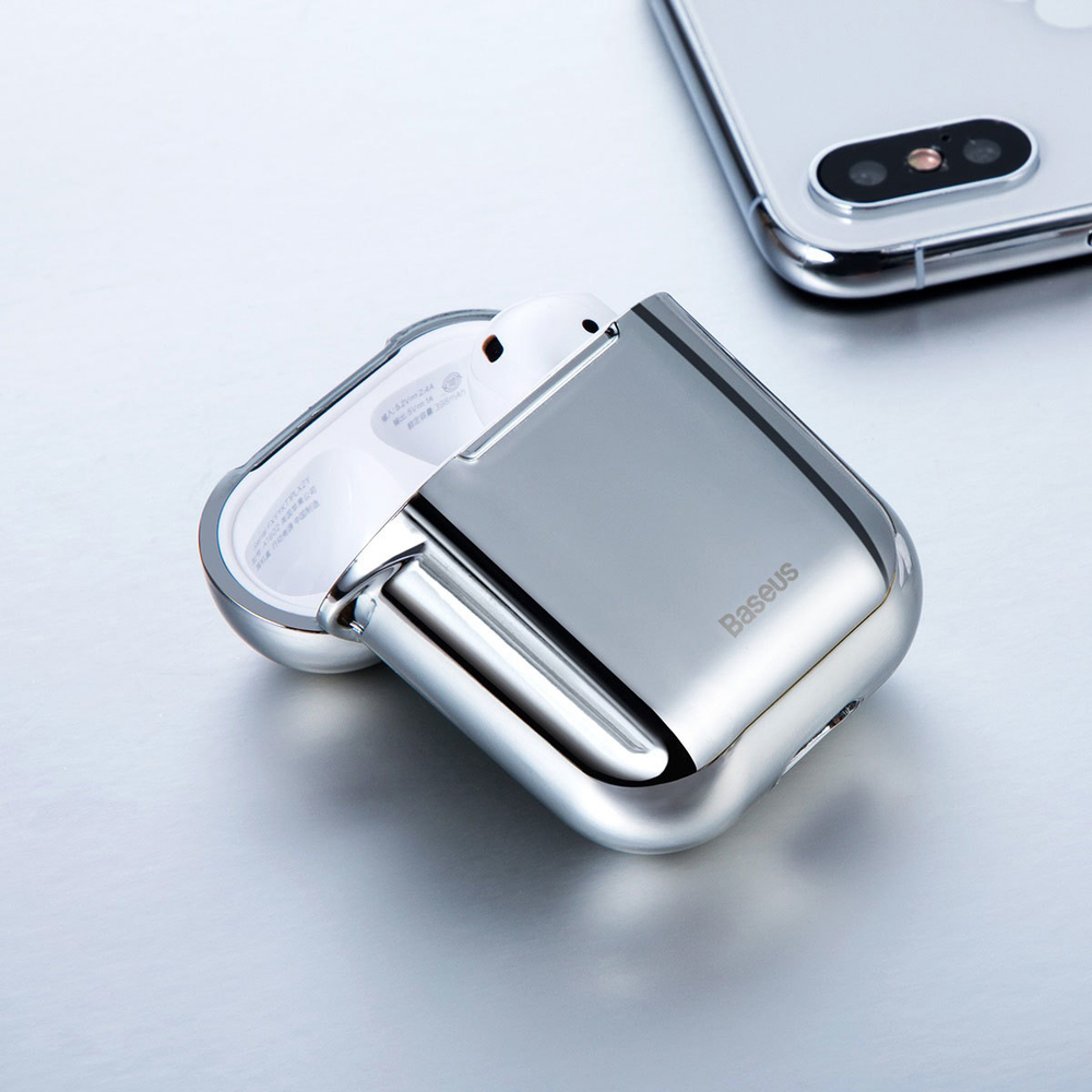 Чехол для Apple AirPods 1/2 Baseus Shining Hook Case - Silver