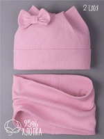 Шапка для девочки осенняя с ушками и снуд