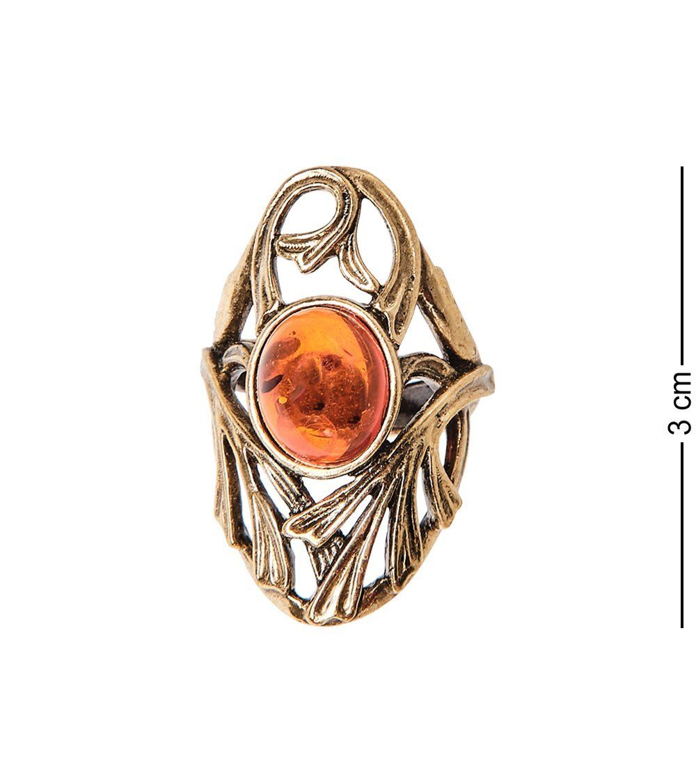 AM-2473 Кольцо «Монстера» (латунь, янтарь)