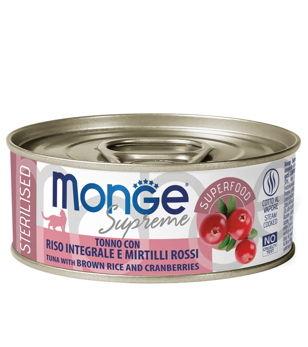 Monge Supreme Sterilized из тунца с бурым рисом и клюквой 80гр.