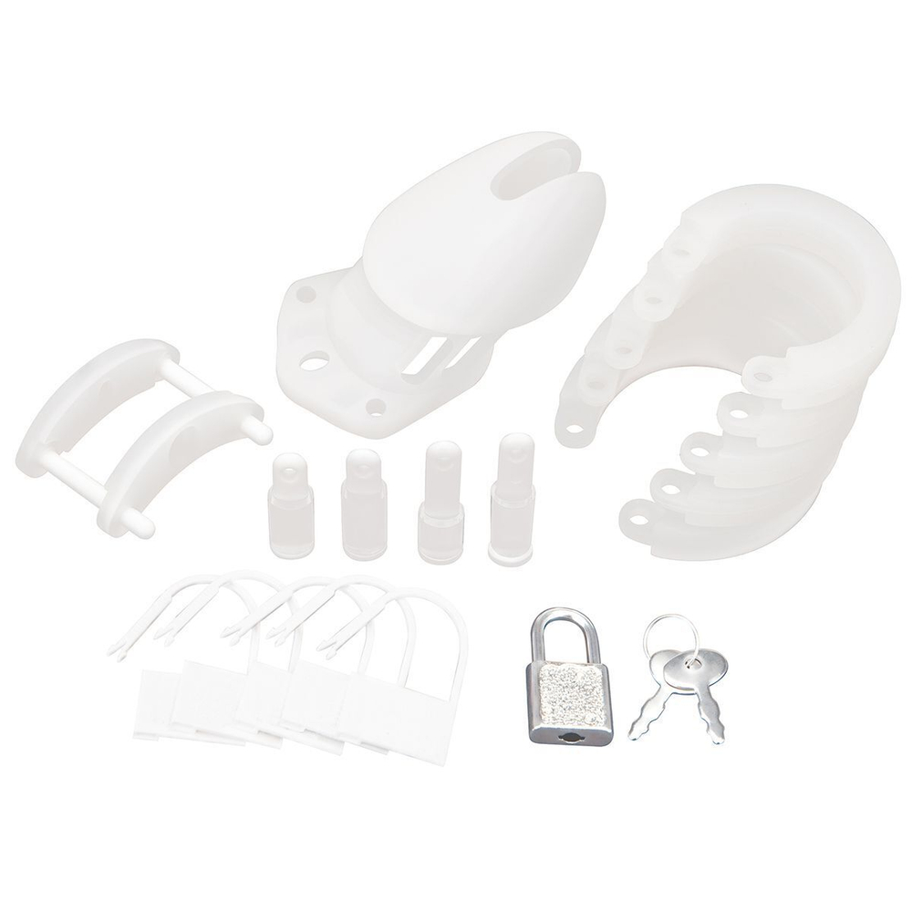 Белая клетка целомудрия Silicone Chastity Cage (Цвет: белый)