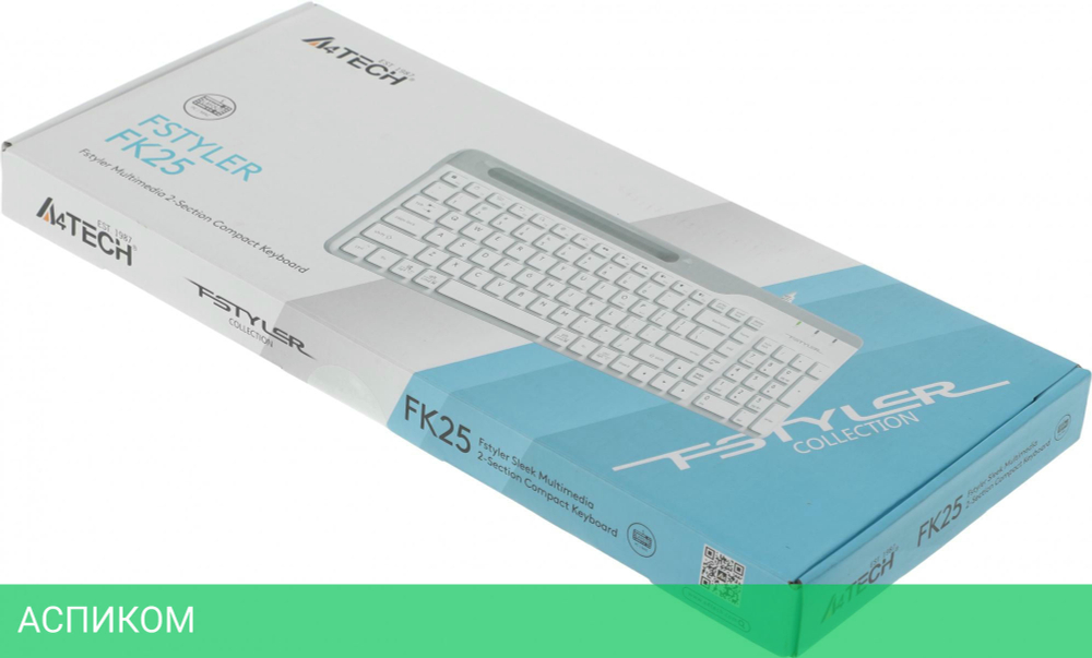 Клавиатура A4Tech Fstyler USB slim White белый/серый (FK25)
