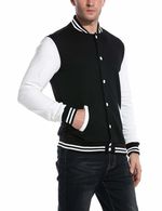 Бомбер черный с белым мужской фото спереди