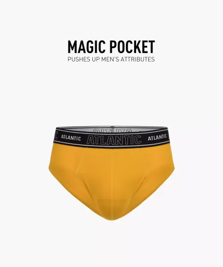 Мужские трусы слипы спорт Magic Pocket Atlantic MP-1569, желтые