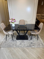 Кухонный раздвижной стол "Леон" Черный мрамор и стулья "Сорренто" 4 шт