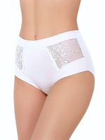 Высокие трусики Charm Cotton с кружевными вставками (Размер: XXL) (Цвет: телесный)