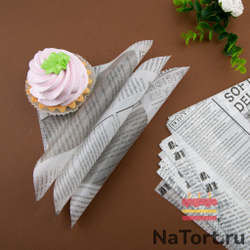 Бумага упаковочная для бенто-торта «Утренняя газета» 18 х 18 см, 100 шт