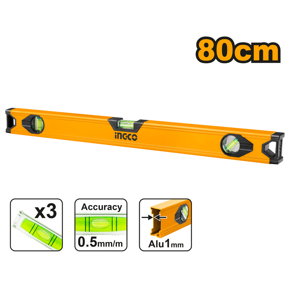 Строительный алюминиевый уровень INGCO HSL18080 80 см