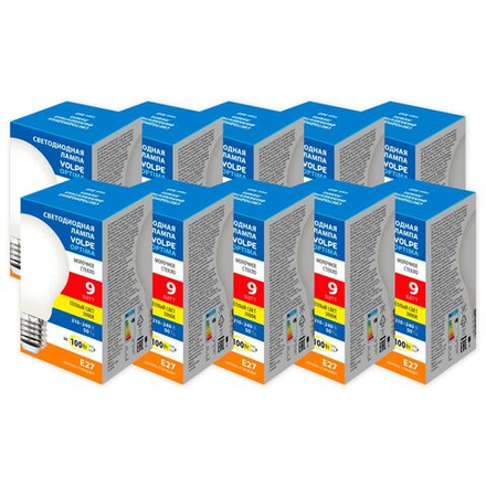 LED-A60-9W-3000K-E27-FR-SLF Набор из 10штук Лампа светодиодная. Форма А. матовая. Серия Optima Филамент. Теплый белый свет 3000K. ТМ Volpe