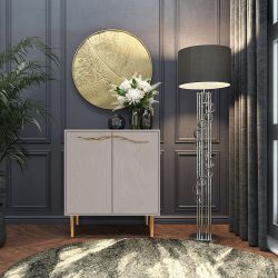 Комод Арт Колор leaves Стайл Голд с 2 полками Серый агат