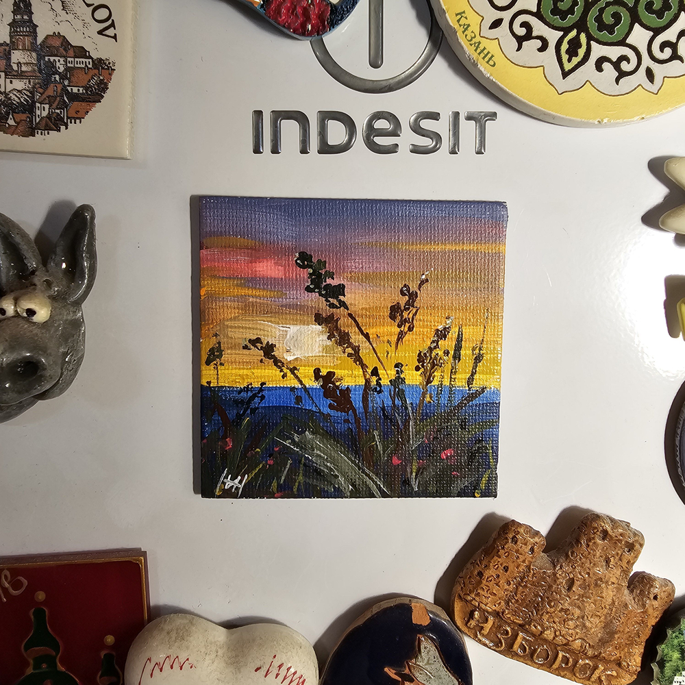 Магниты Таля Арт "Сквозь траву", акрил, холст, 7,5x7,5см, авторская роспись