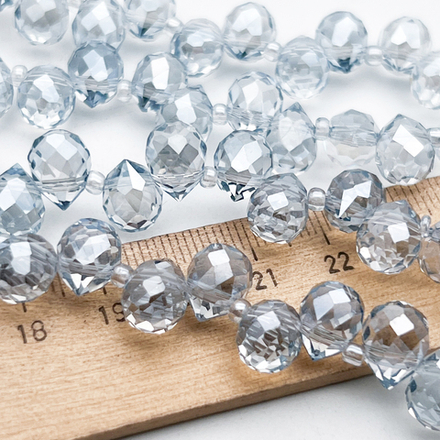 Бусина Капля, стекло, цвет голубой, размер 10,8*7,9 мм, цена за 12-13 шт (1/4 нити)