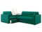 Диван угловой с Баром Неаполь 1,8 - Velutto 33 изумрудный/ коричневая накладка