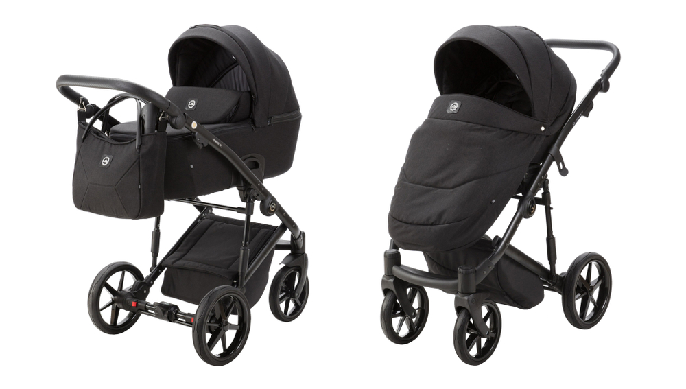 Детская универсальная коляска Adamex MOBI LUX TK-53 (2в1) Черная ткань