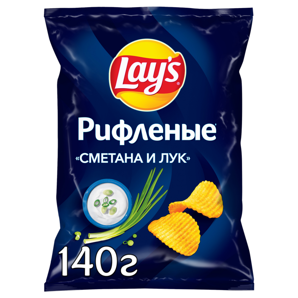 Чипсы картофельные LAY'S Рифленые сметана и лук 140 гр