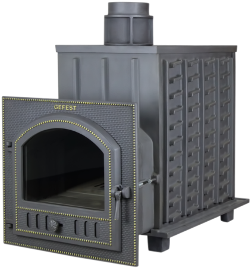 Печь для бани Гефест ЗК-40 (М) чугунная дверца со стеклом закрытая каменка