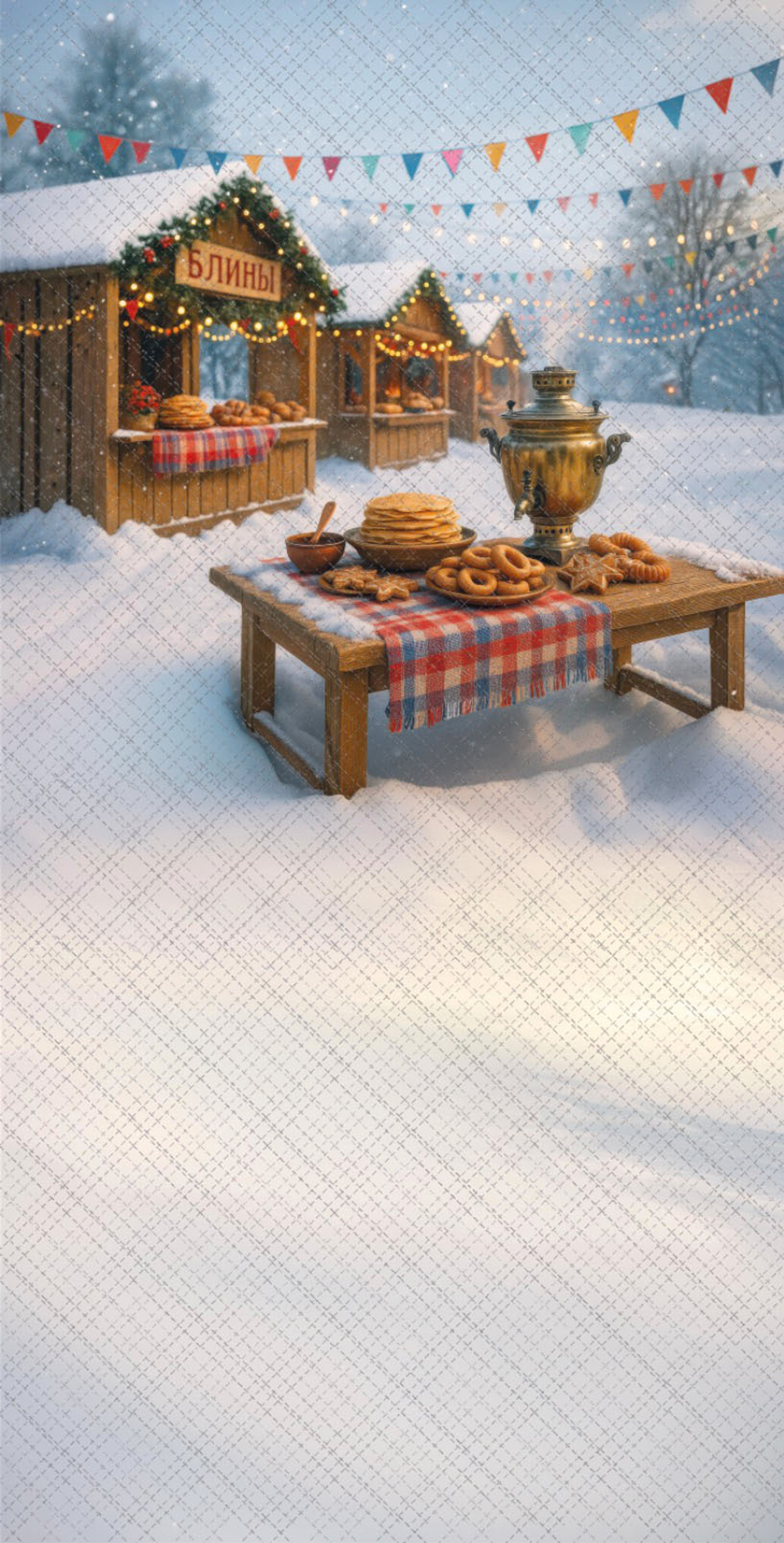 Масленица №9 улица - фон неопреновый