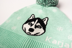 Шапка с помпоном "Хаски из Карелии", на подкладе