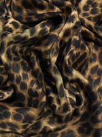 Шелк с шерстью бежево-коричневый с анималистичным принтом