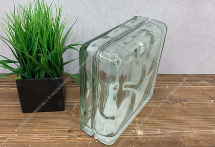 Стеклоблок Vitrablok Завершающий Волна 19x19x8 - Бесцветный