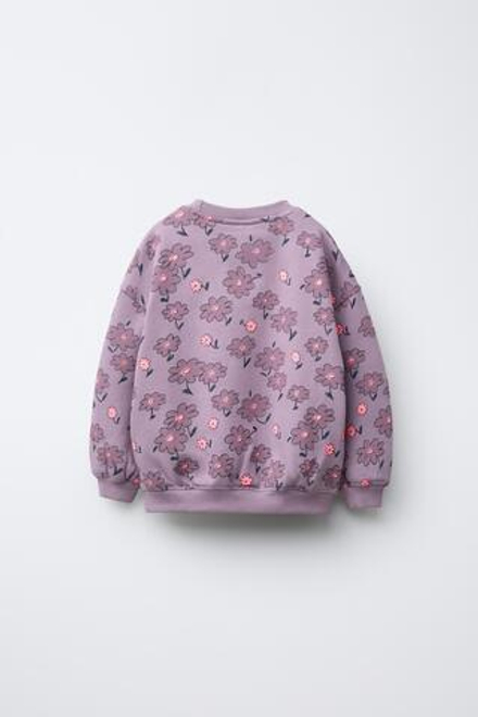ZARA ХУДИ С ЦВЕТОЧНЫМ ПРИНТОМ, ТЕМНО-ФИОЛЕТОВЫЙ
