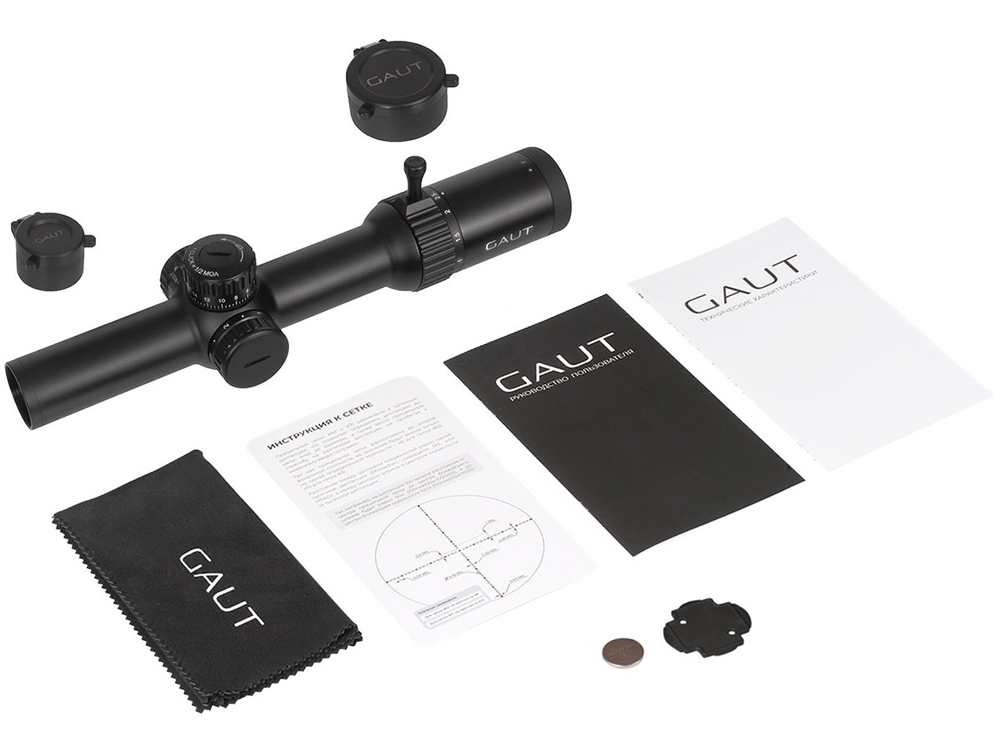 Прицел Gaut Obsidian 1-8x24, сетка 62 (Half MD), 1/2 МОА