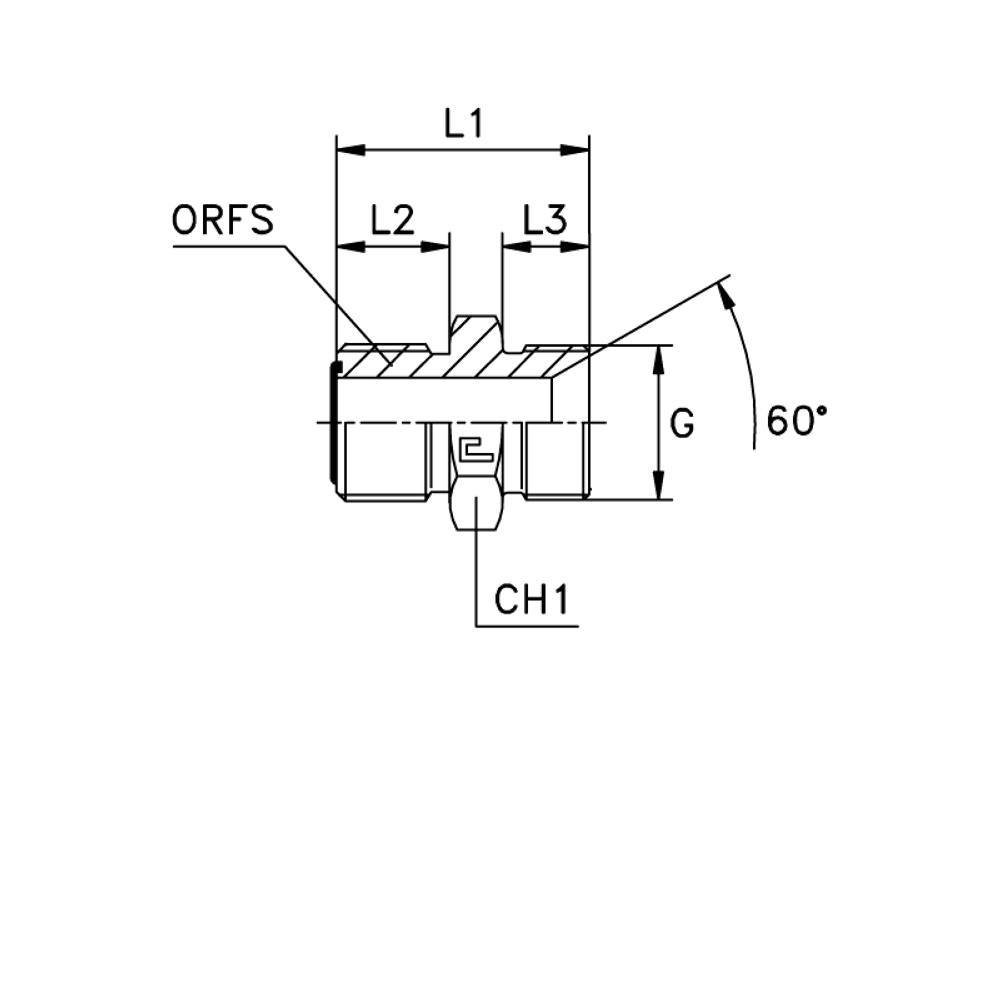 Адаптер D12 ORFS 13/16 - BS 1/2