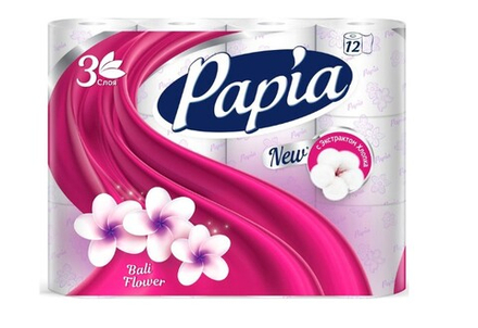 Т/Бумага PAPIA "Цветы Бали" 3сл/12рул/7бл. в уп