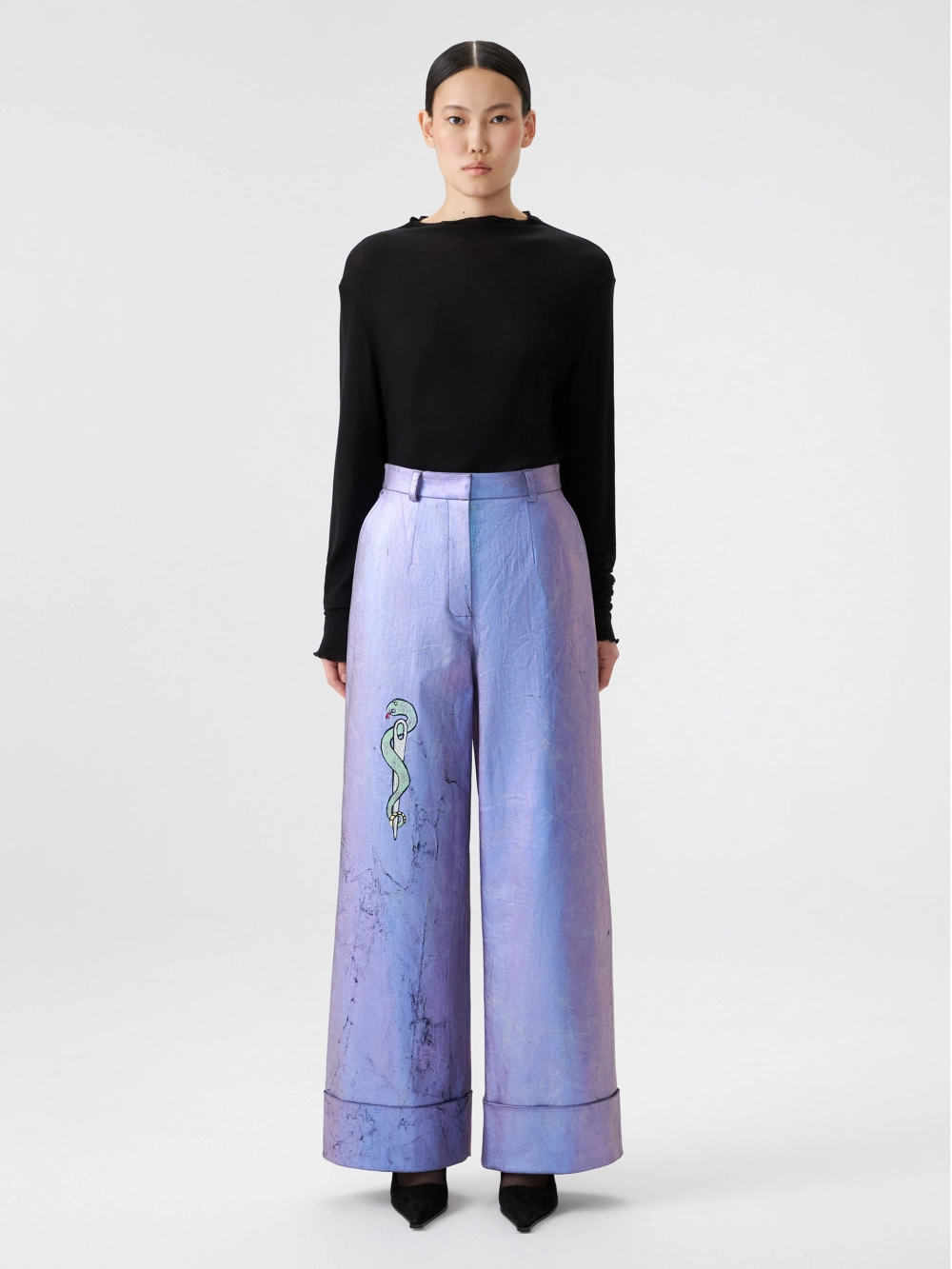 Брюки из денима с вышивкой OLA OLA