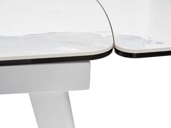 Стол ELIOT 120 HIGH GLOSS STATUARIO Белый мрамор глянцевый, керамика/ белый каркас