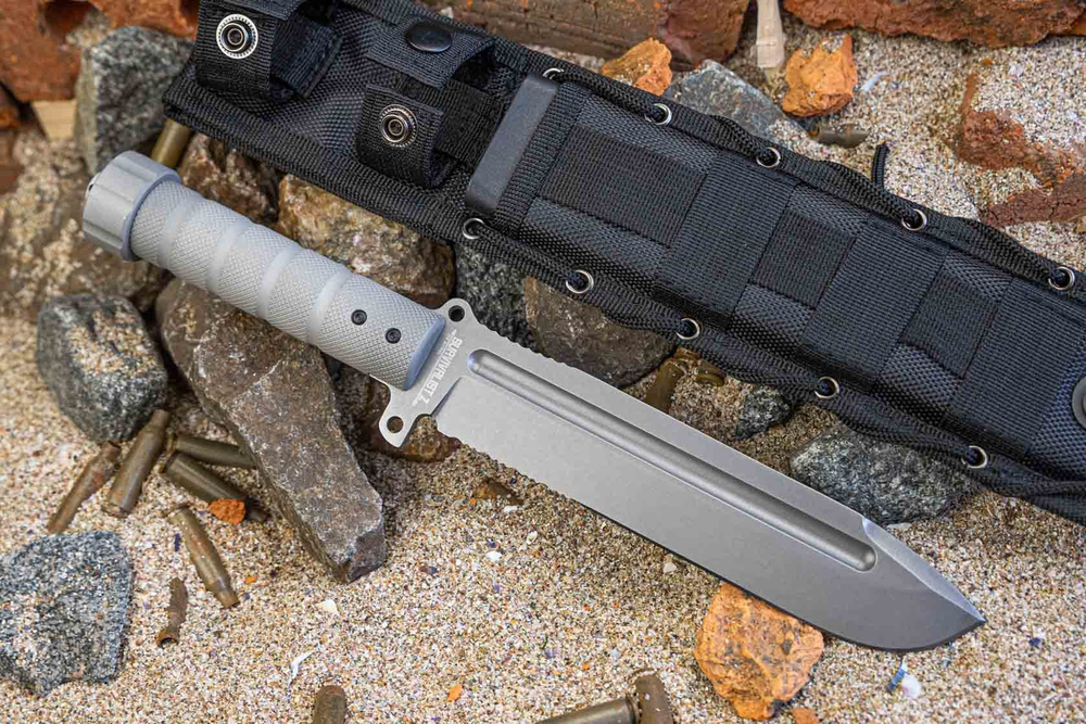 Нож выживания Survivalist Z D2 TacWash Serrated Grey