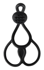 Кoльцо для пениса и мошонки Triple с клиторальным стимулятором (Цвет: черный)