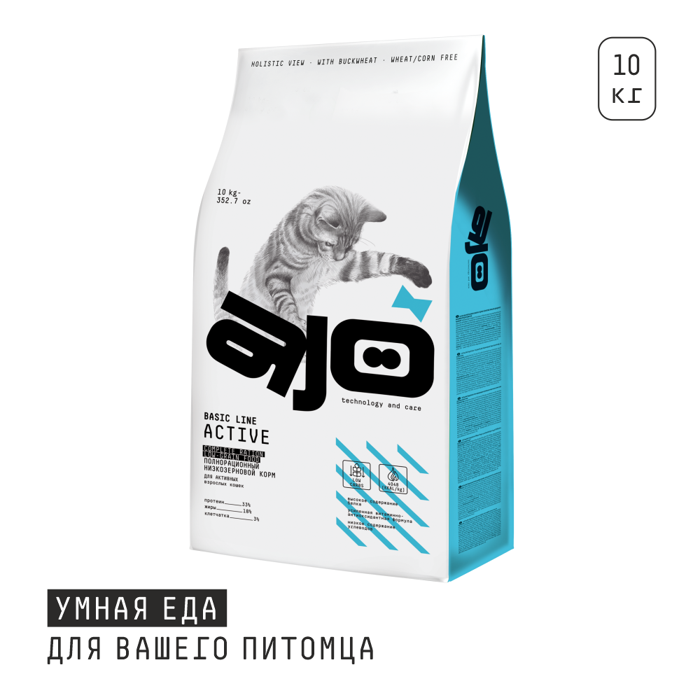 AJO Cat Аctive Сухой для взрослых кошек 10 кг