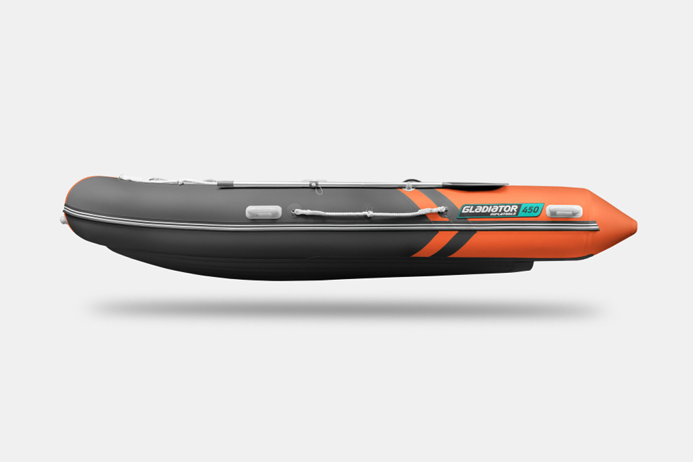 Надувная лодка GLADIATOR E450S оранжево-темносерая
