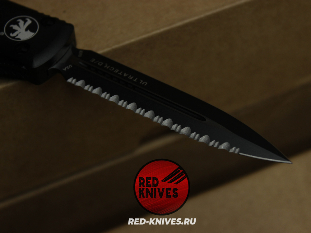 Нож Microtech Ultratech D/E PS A+++ - черная рукоять, кинжальный черный клинок RK/Н90