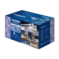 ULD-B6007-200-STK WHITE IP44 Бахрома светодиодная со статическим свечением. 6м. Соединяемая. 200 светодиодов. Белый свет. Провод прозрачный. ТМ Uniel