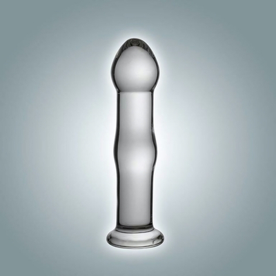 Анальная втулка-фаллоимитатор из стекла - 14 см. (Цвет: прозрачный)
