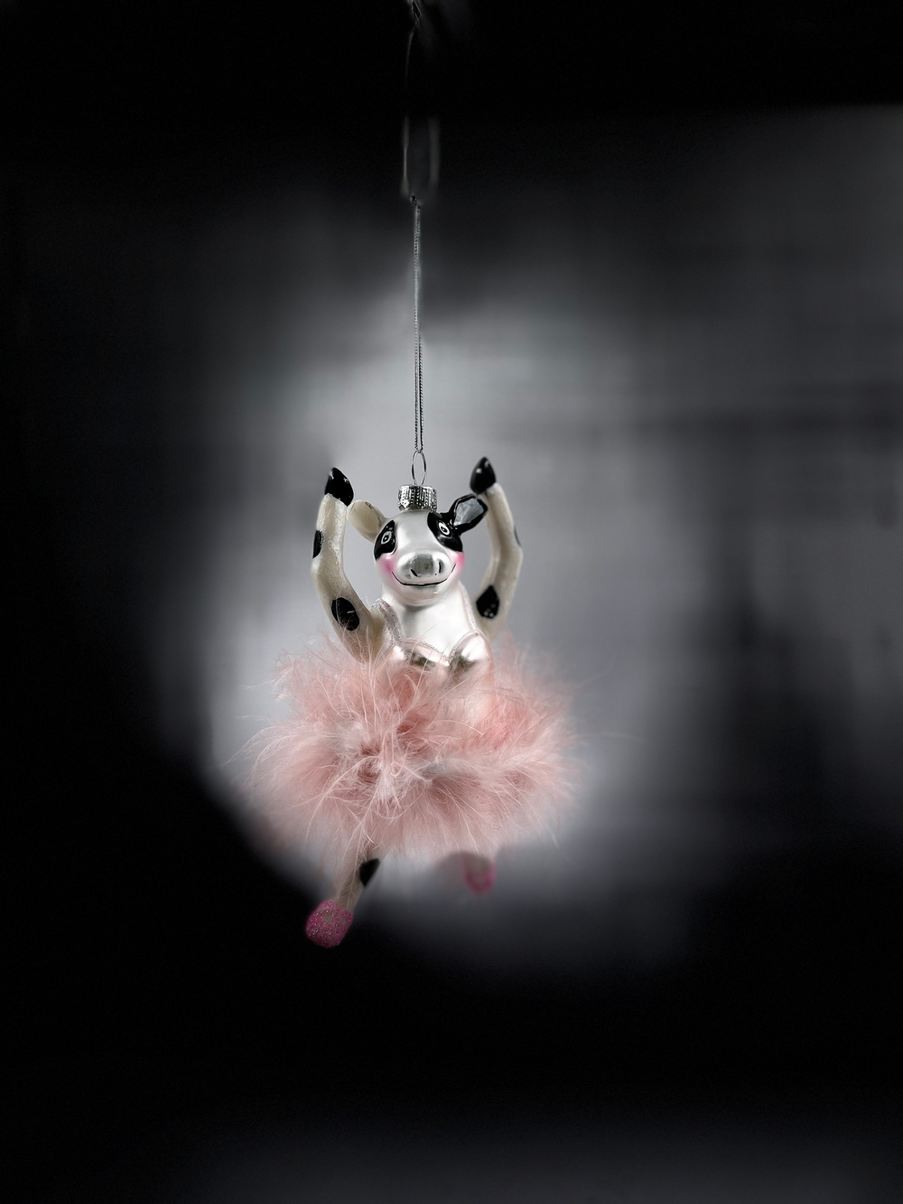 Набор елочных игрушек 6шт 12.5см ChristmasDeLuxe Корова-балерина бело-розовая