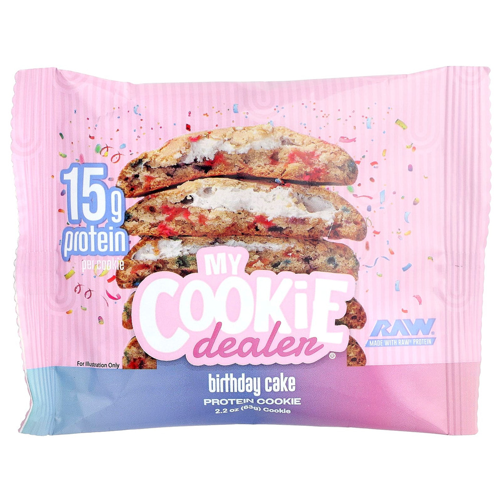 My Cookie Dealer Protein, протеиновое печенье, со вкусом праздничного торта, 12 шт. по 63 г (2,2 унции)