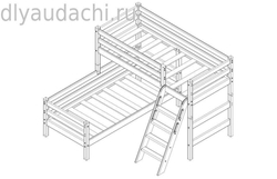Вариант 8 Угловая кровать "Соня" с наклонной лестницей Белый