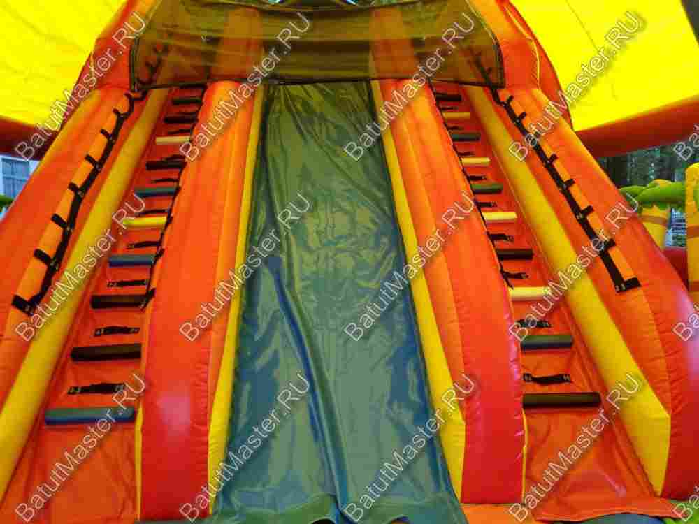 Надувной батут "Страна Сафария" с крышей и высокими горками 14*7*6 м