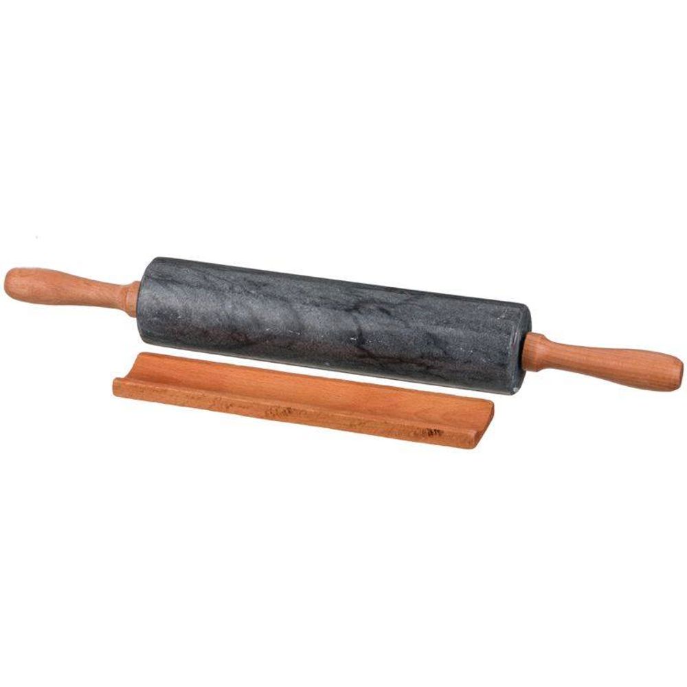 СКАЛКА AGNESS МРАМОРНАЯ С ДЕРЕВЯННЫМИ РУЧКАМИ ДЛИНА=46 СМ ДИАМЕТР=6 СМ (КОР=6ШТ.)