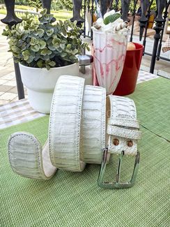 Белый ремень из кожи питона AC-123